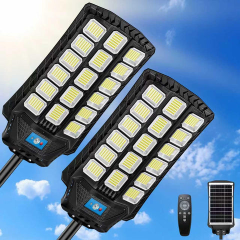 ZIZIWIN 14000W solar street light front view provides broad outdoor illumination.