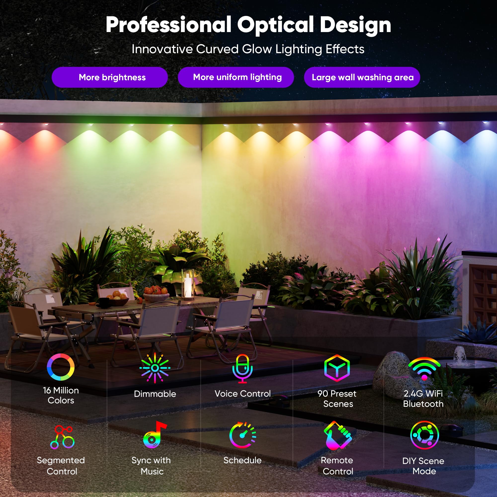 ZJEQB 60-led RGBIC strand enables vivid, customizable lighting for outdoor celebrations.