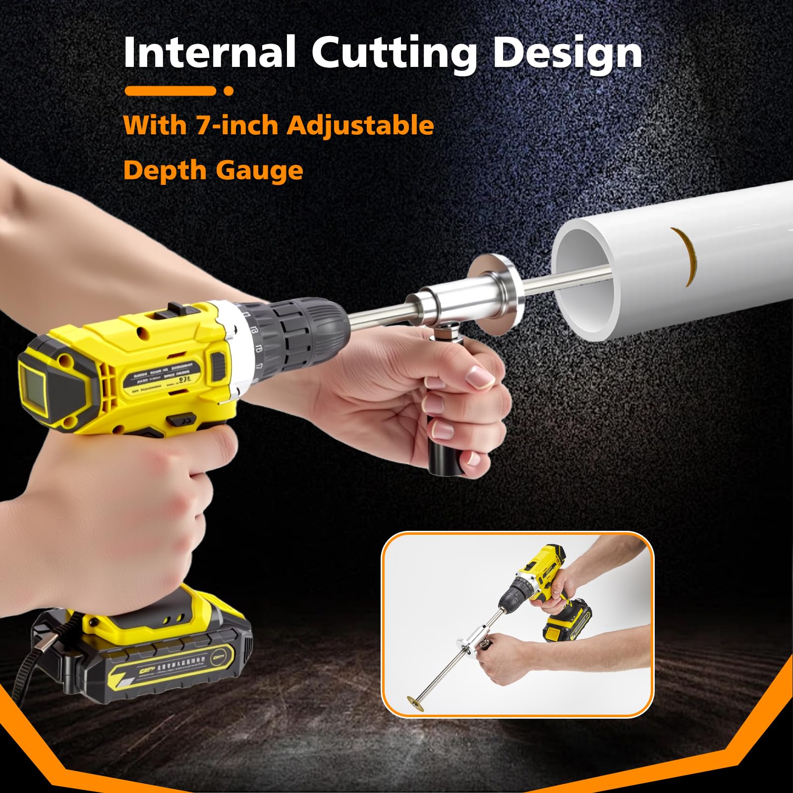 ZJFLNZYC 7-inch depth scale helps accurate pipe trimming.