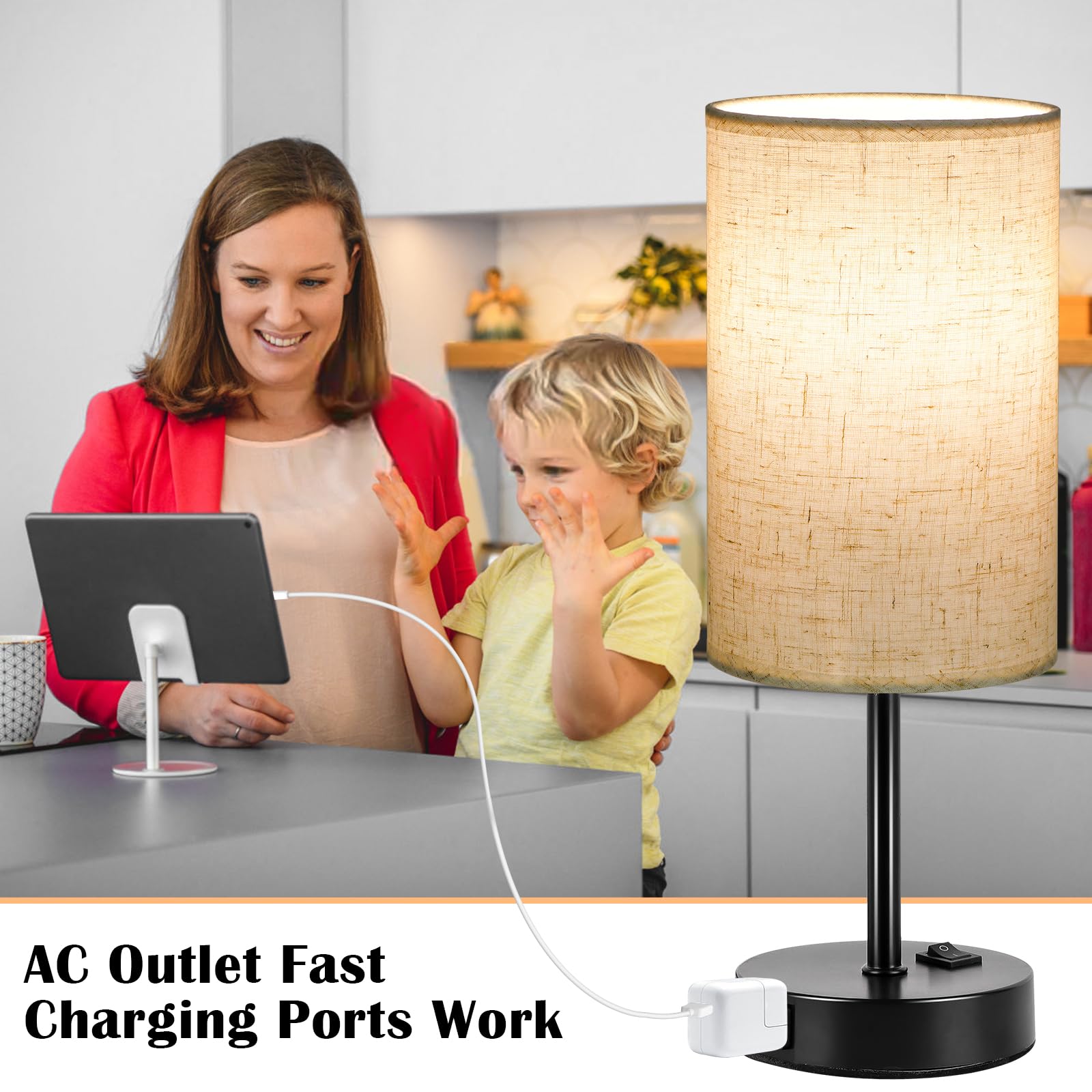 ZJOJO table lamp features a black base for a minimalist, modern look