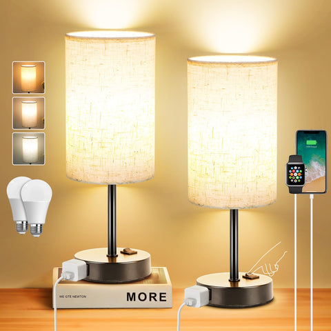 ZJOJO two-table-lamps in a bedroom set showcasing dimmable lighting for cozy evenings