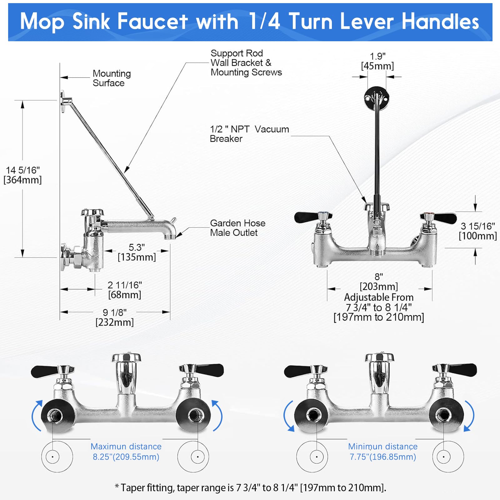 ZKDAUSDO adjustable center range from 7-1/4 to 8-3/4 inches