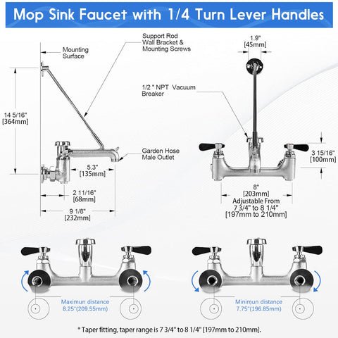 ZKDAUSDO adjustable center range from 7-1/4 to 8-3/4 inches