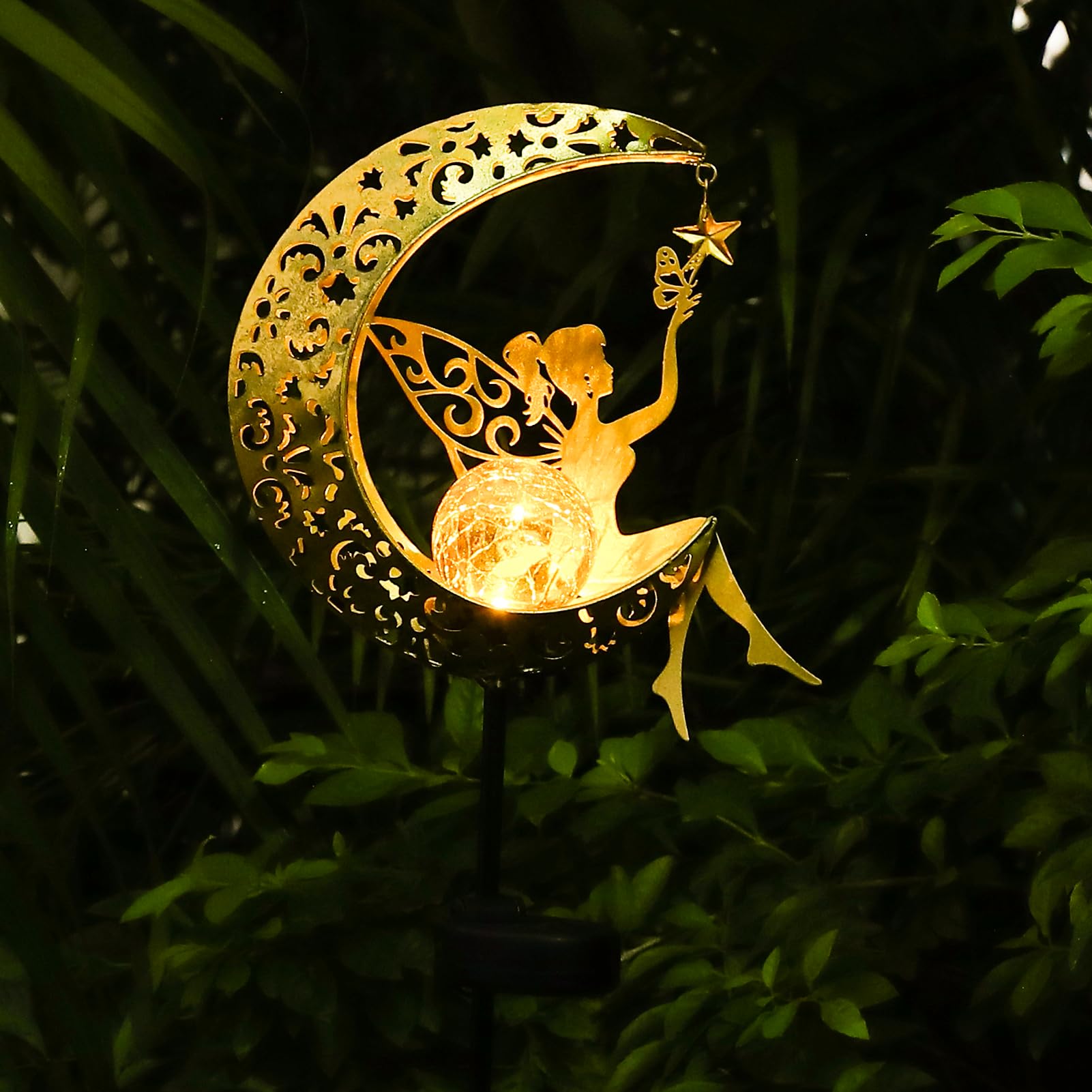 ZKLiLi Moon Fairy Light glows softly, ideal for creating garden ambiance at dusk.