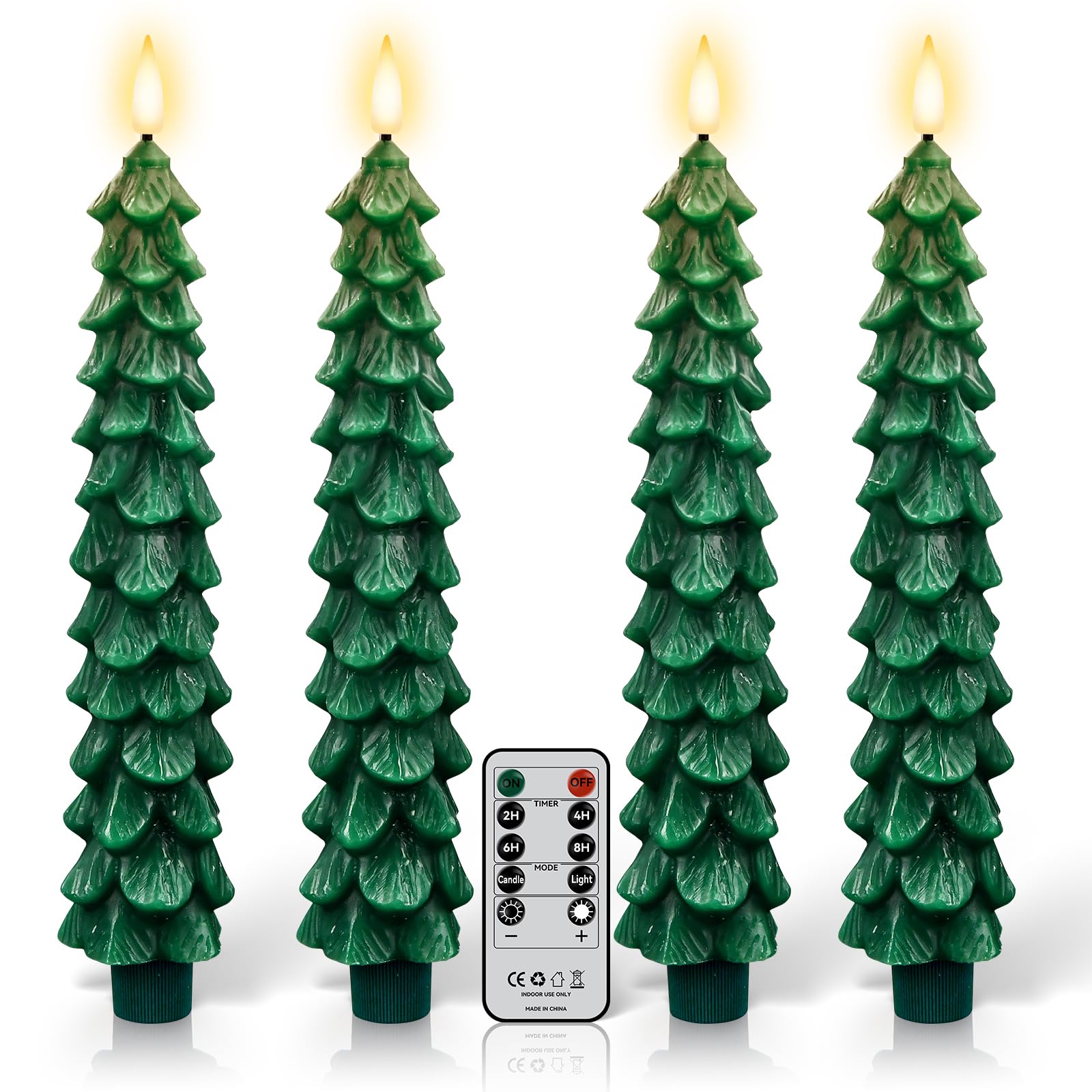 ZLCYFJIXV 4-pack flameless tree candles on mantel for safe, smoke-free décor.