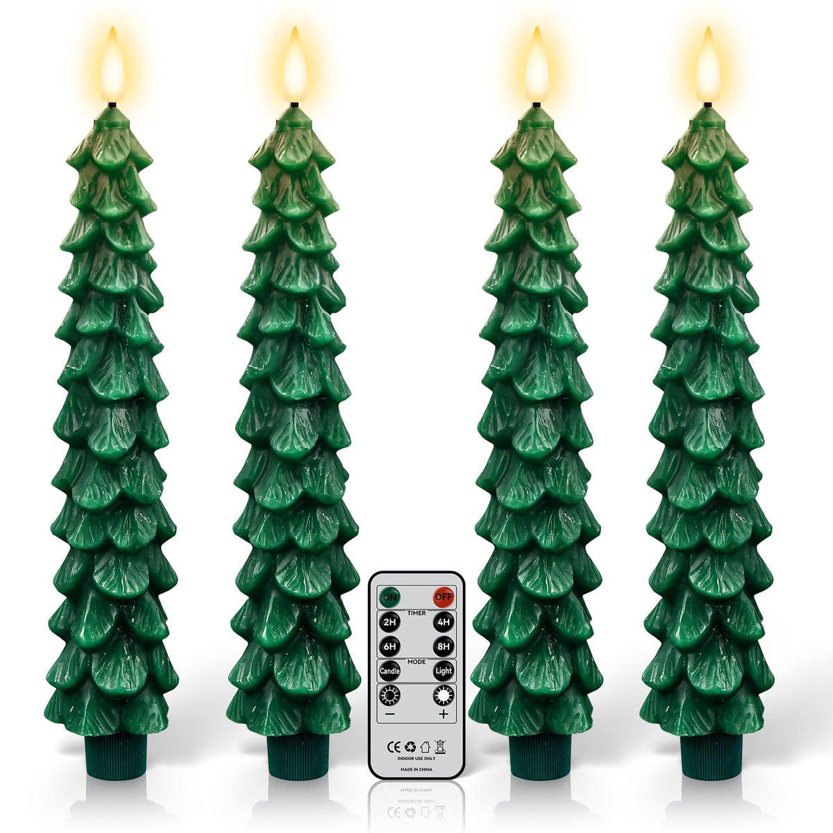 ZLCYFJIXV 4-pack flameless tree candles on mantel for safe, smoke-free décor.