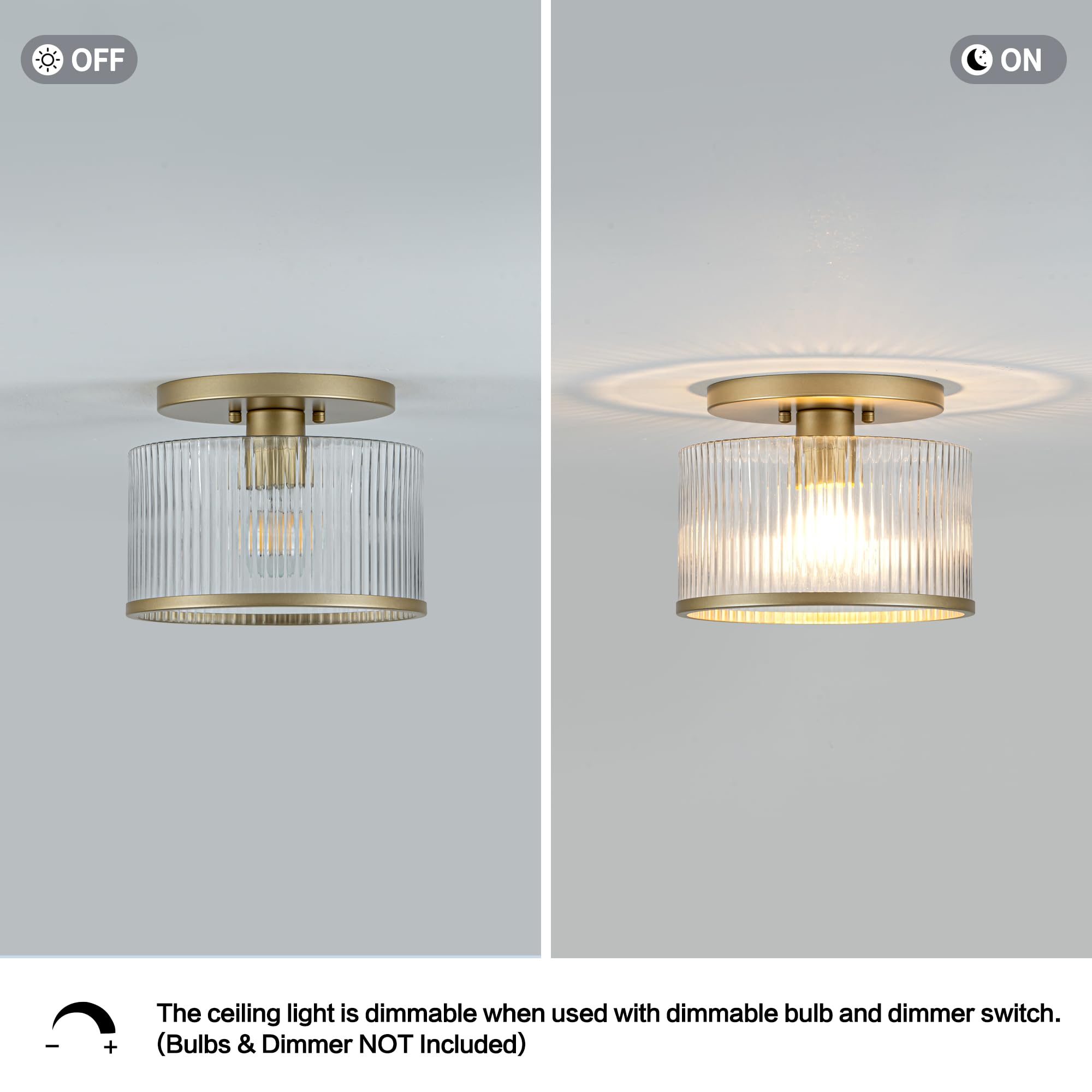 Zlepmlla gold base complements clear glass for versatile living space styling.