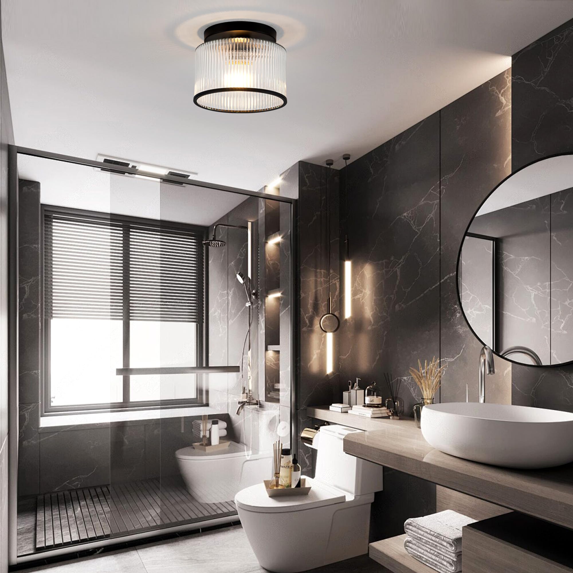 Zlepmlla flush-mount hallway light blends with contemporary decor.