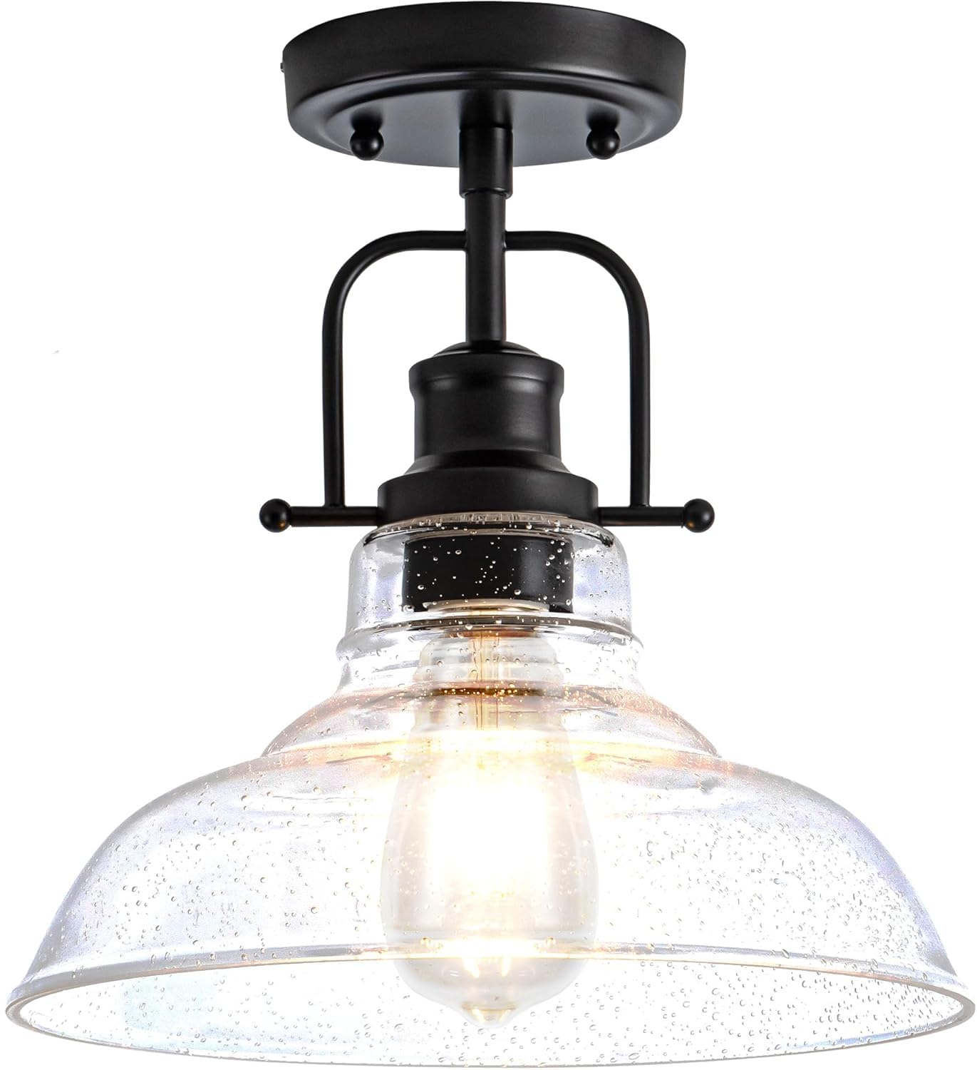 Zlepmlla flush mount light with seeded glass shade enhances kitchen ambiance