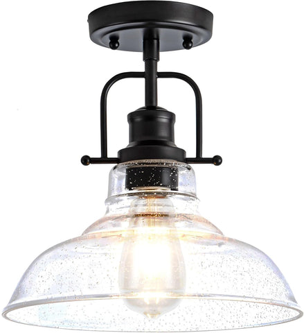 Zlepmlla flush mount light with seeded glass shade enhances kitchen ambiance
