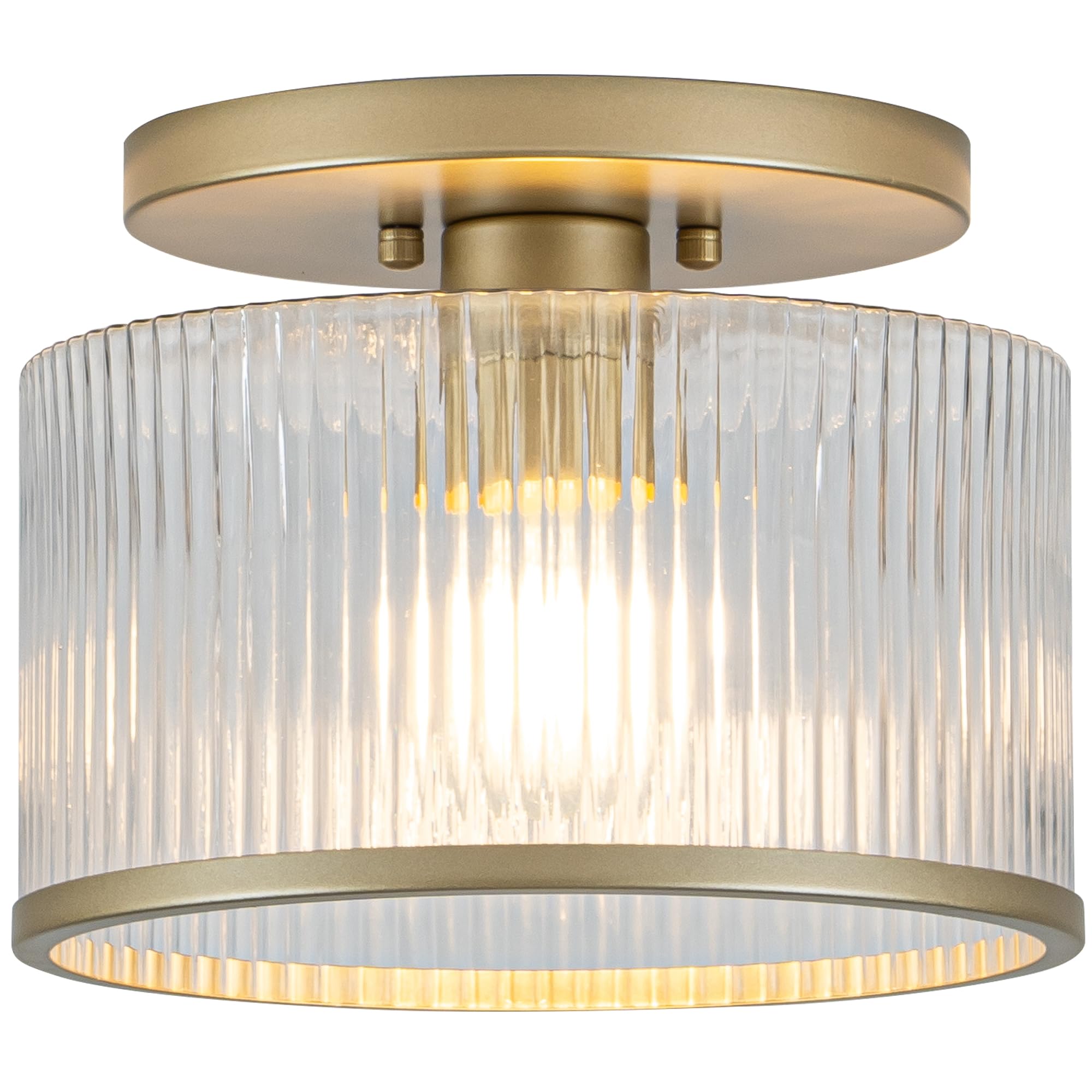 Zlepmlla glass ceiling light with clear ribbed shade for warm hallway illumination.