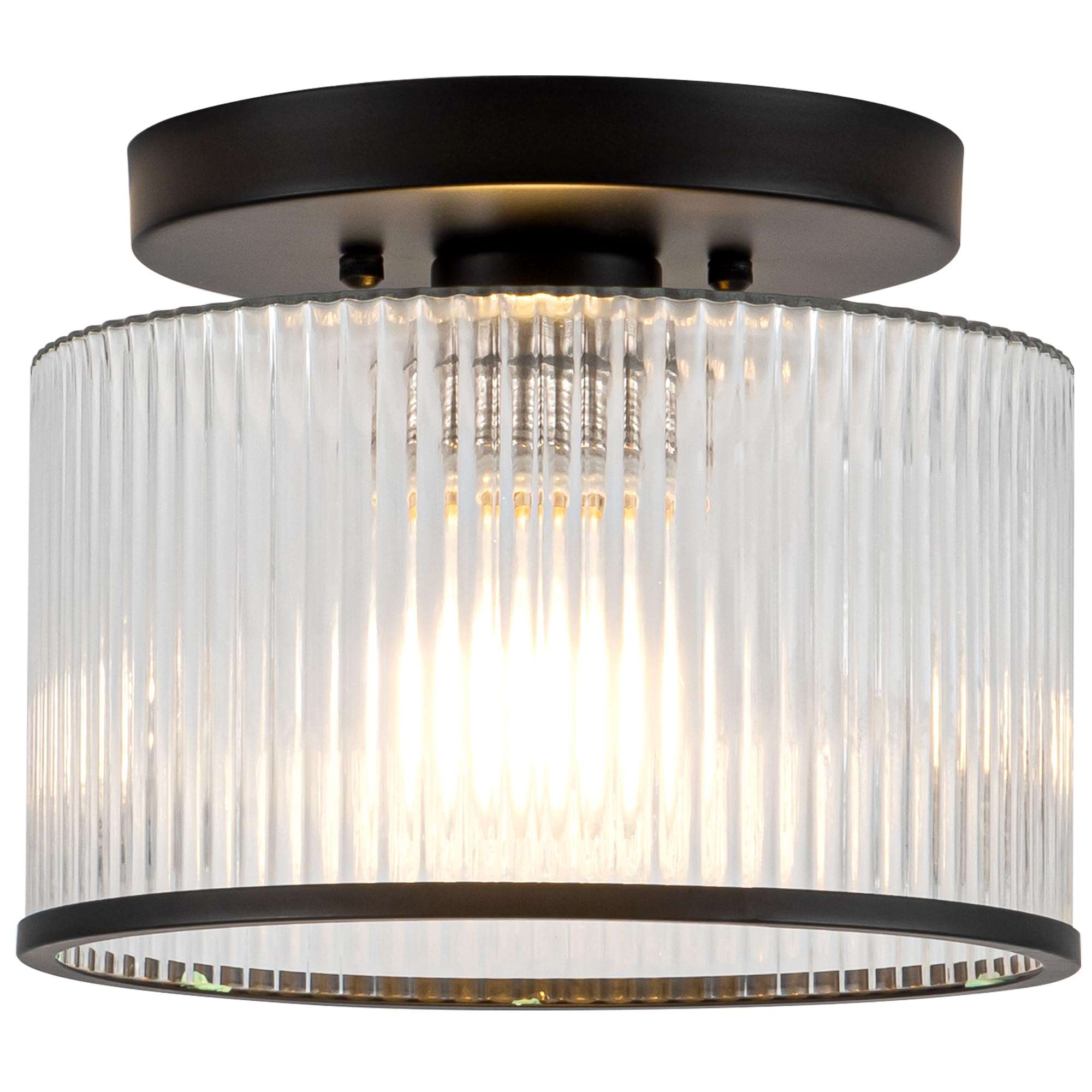 Zlepmlla glass ceiling light with ribbed shade for warm ambience.