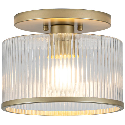 Zlepmlla glass ceiling light with clear ribbed shade for warm hallway illumination.