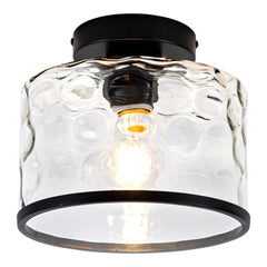 Zlepmlla glass ceiling light with hammered shade for hallway ambience