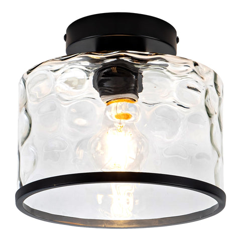 Zlepmlla glass ceiling light with hammered shade for hallway ambience