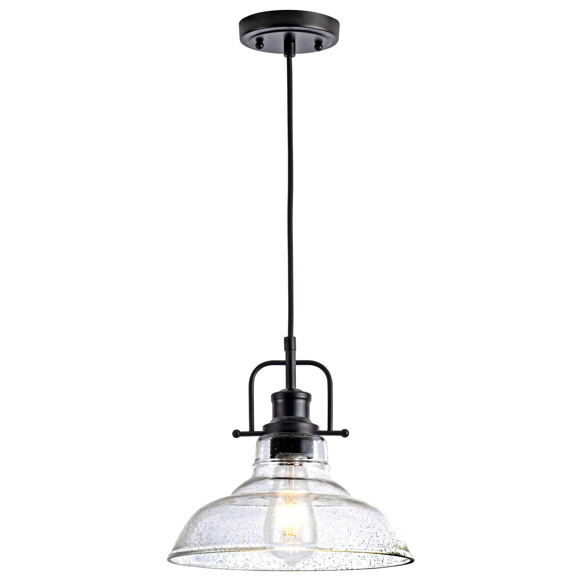 Zlepmlla glass pendant light with seeded shade for soft hallway glow