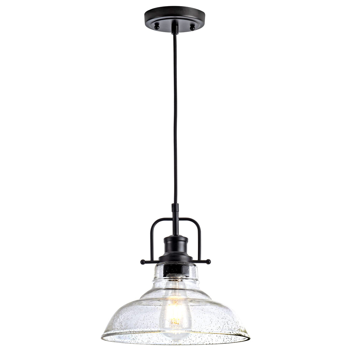 Zlepmlla glass pendant light with seeded shade for soft hallway glow
