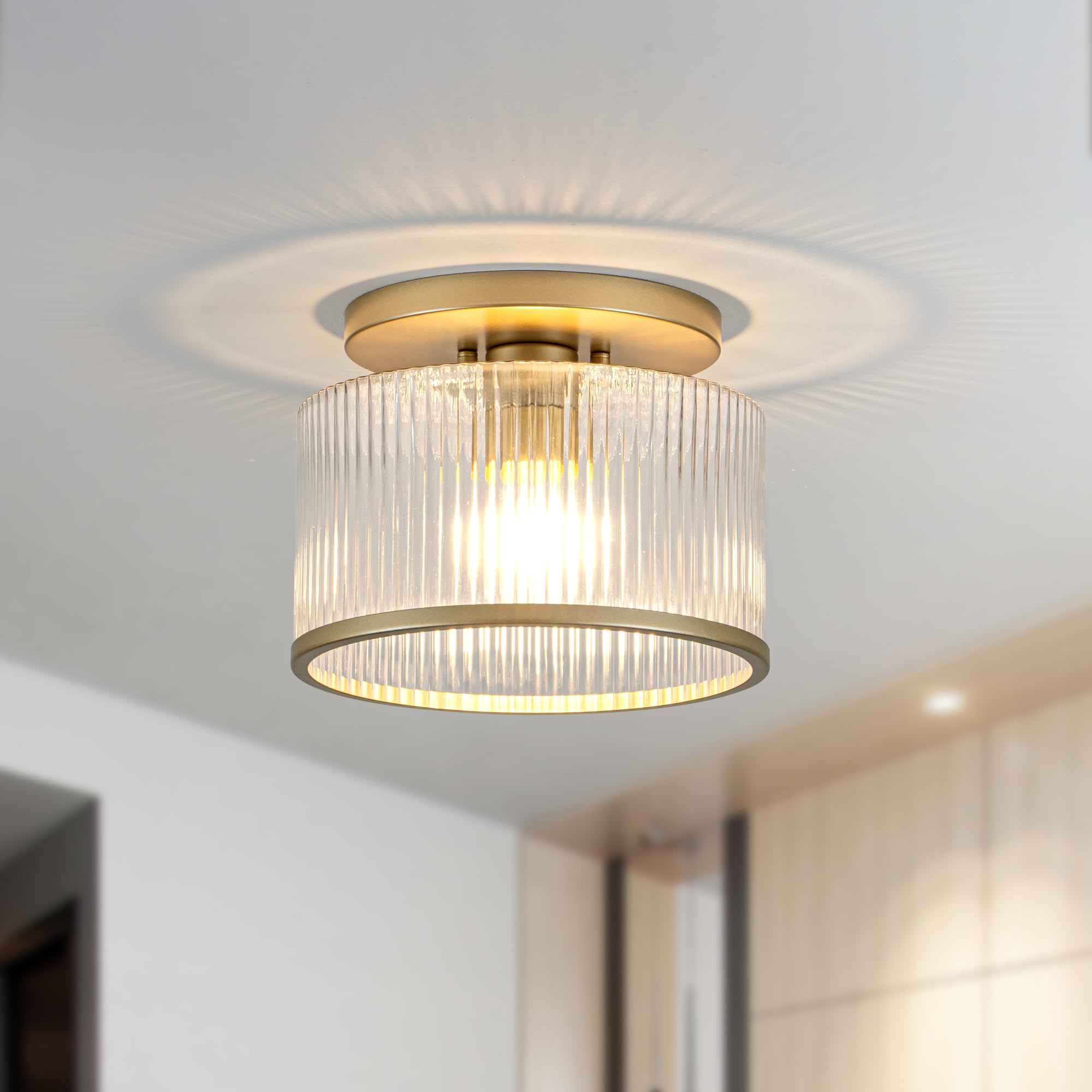 Zlepmlla gold metal frame ceiling light adds modern sophistication to interiors.