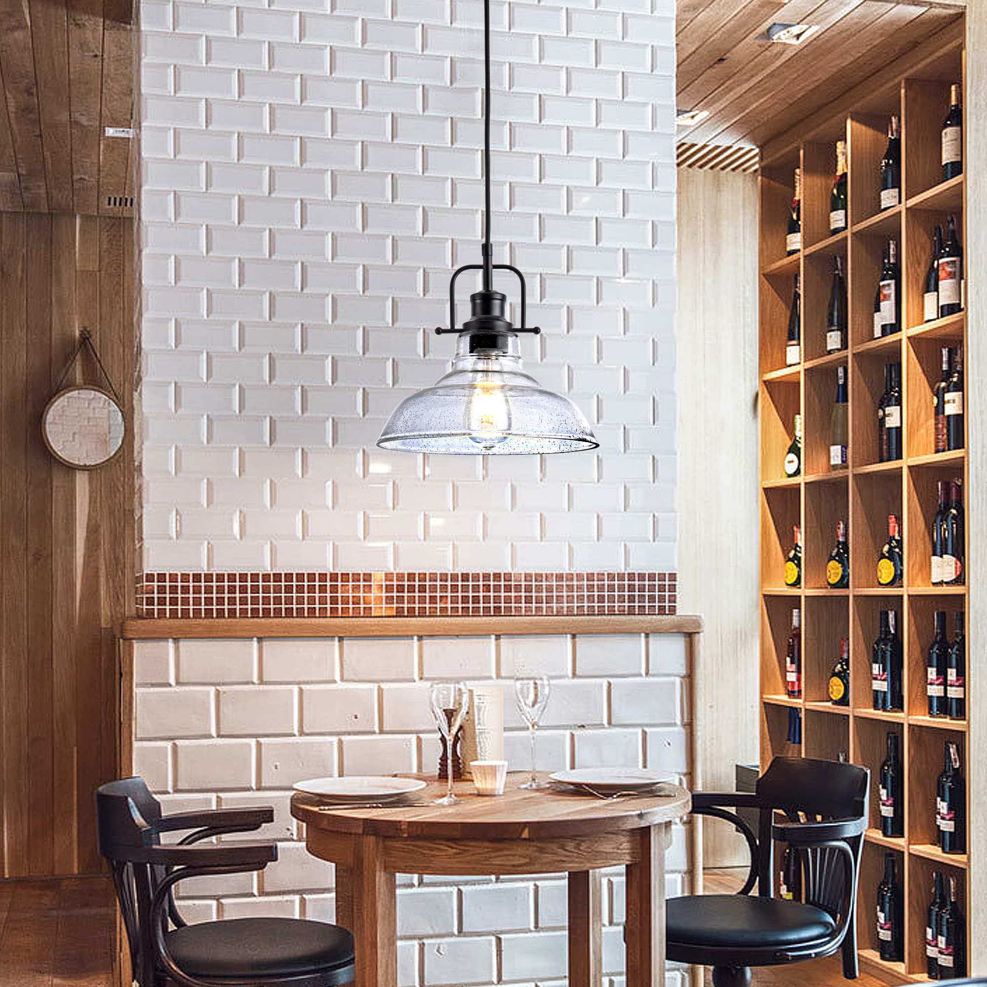 Zlepmlla kitchen island and hallway setup using pendant lighting