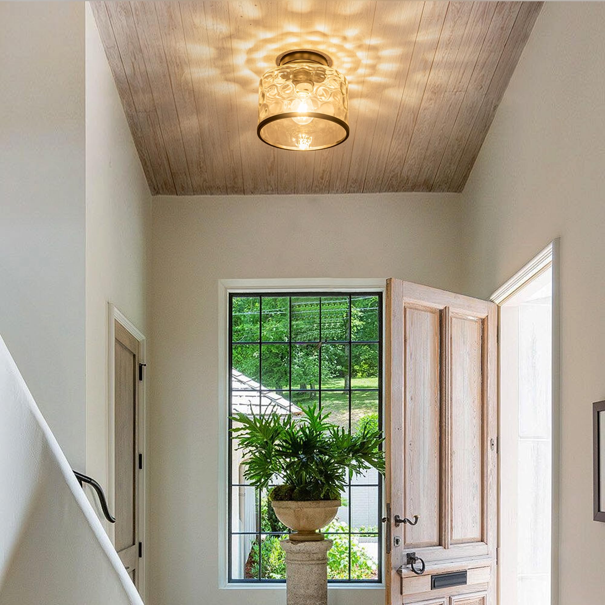 Zlepmlla modern farmhouse kitchen light with clear hammered shade