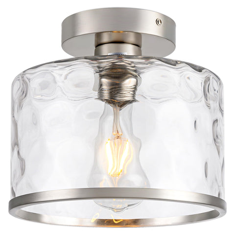Zlepmlla modern semi-flush mount with hammered glass for warm ambient lighting
