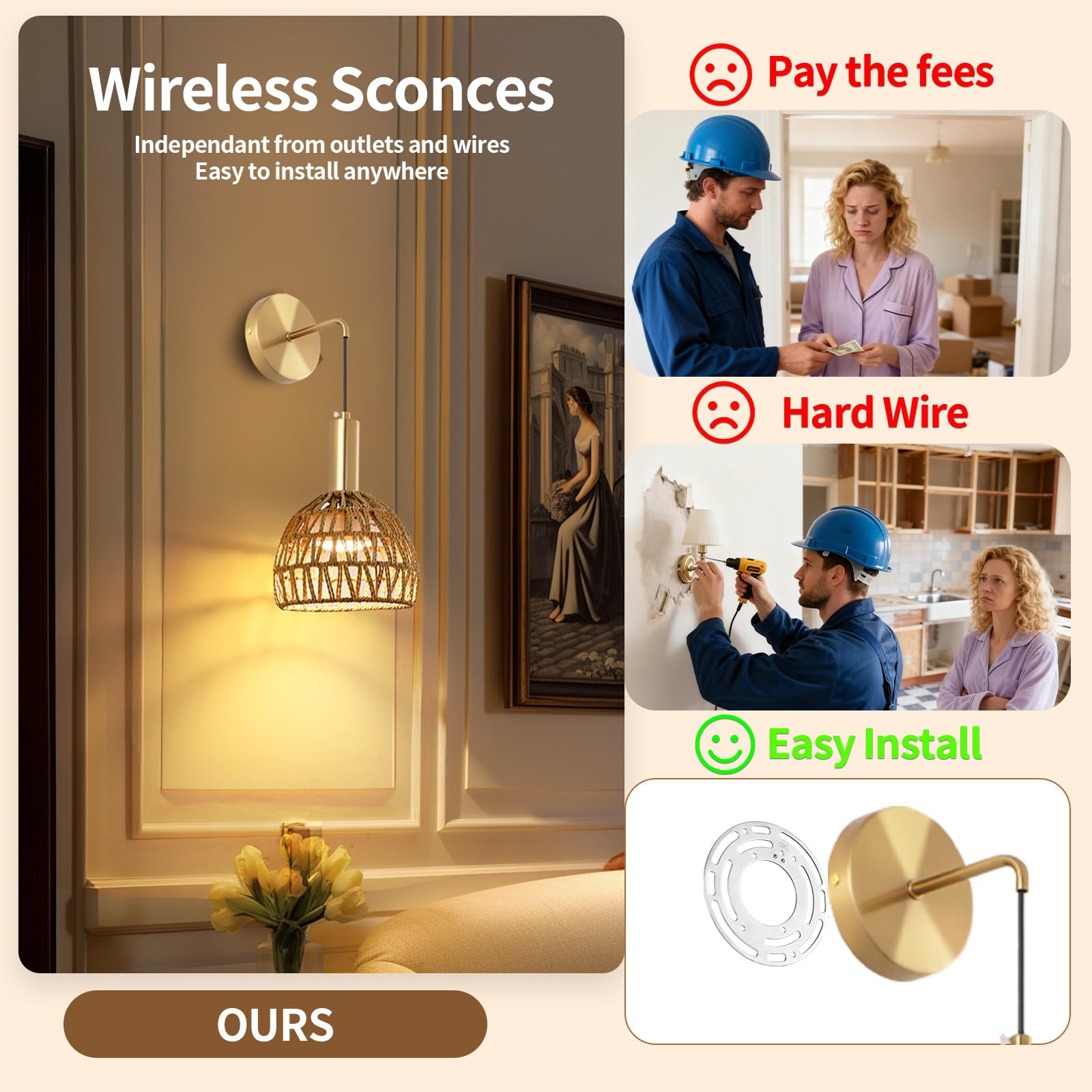 Zlierop remote-controlled sconce set allows brightness and color temperature changes from 15 feet