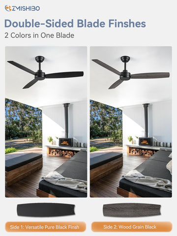 ZMISHIBO ceiling fans installed in a living room showcasing quiet airflow