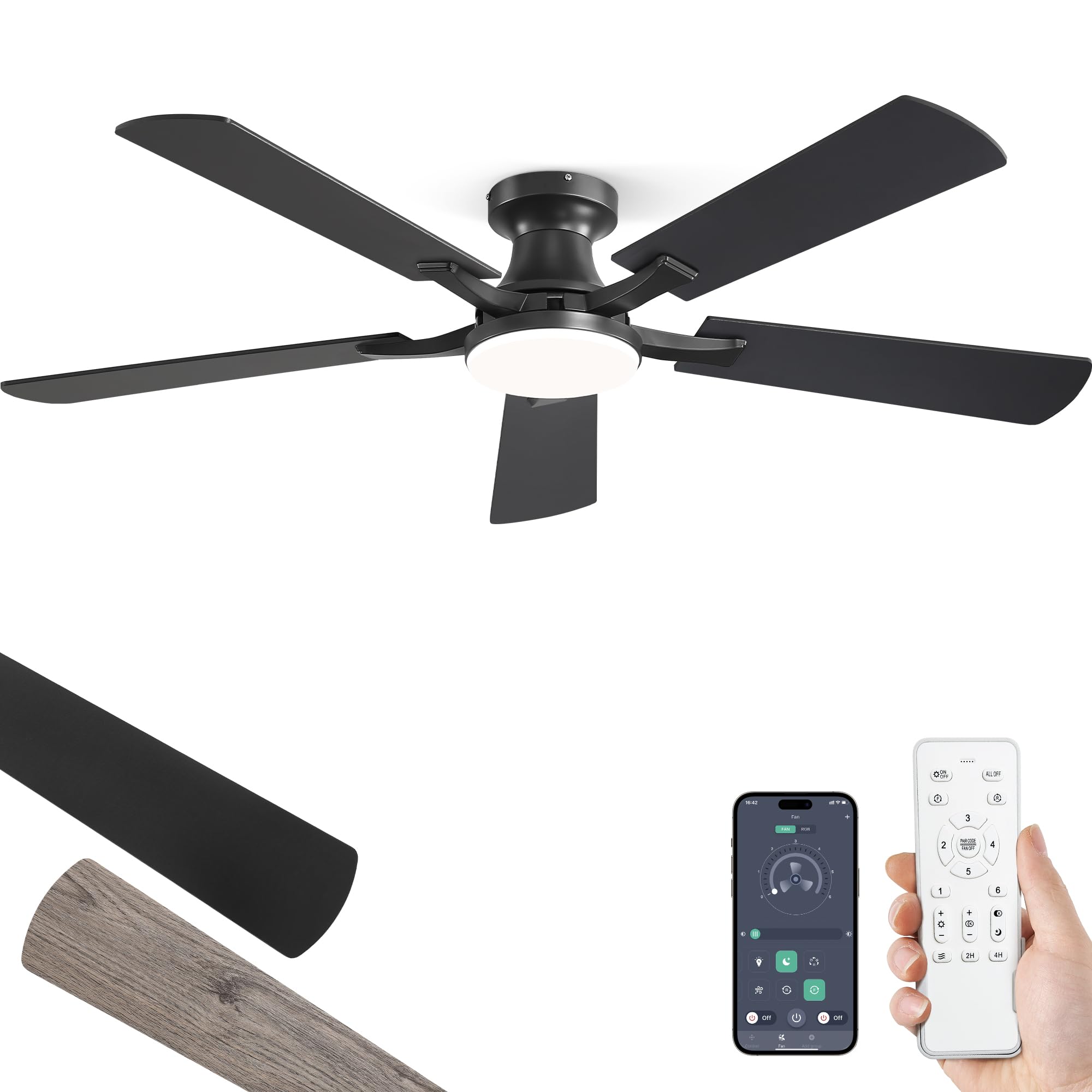 ZMISHIBO 52-inch ceiling fan with light on for cooling and ambiance in a living space
