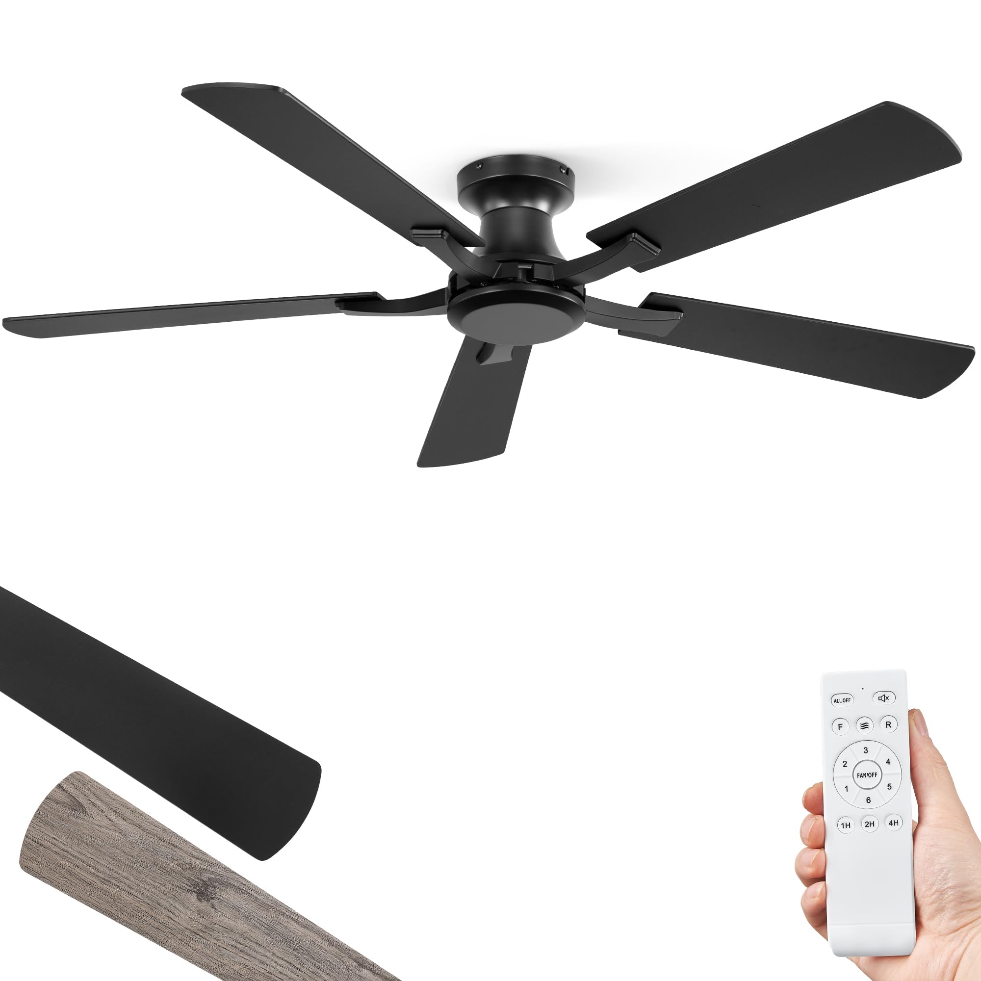 ZMISHIBO 52-inch no-light flush-mount ceiling fan for compact spaces delivering steady airflow.