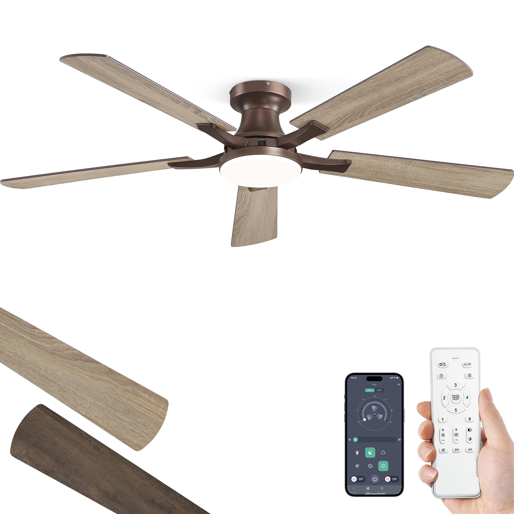ZMISHIBO 52in ceiling fan with light for spacious living rooms.