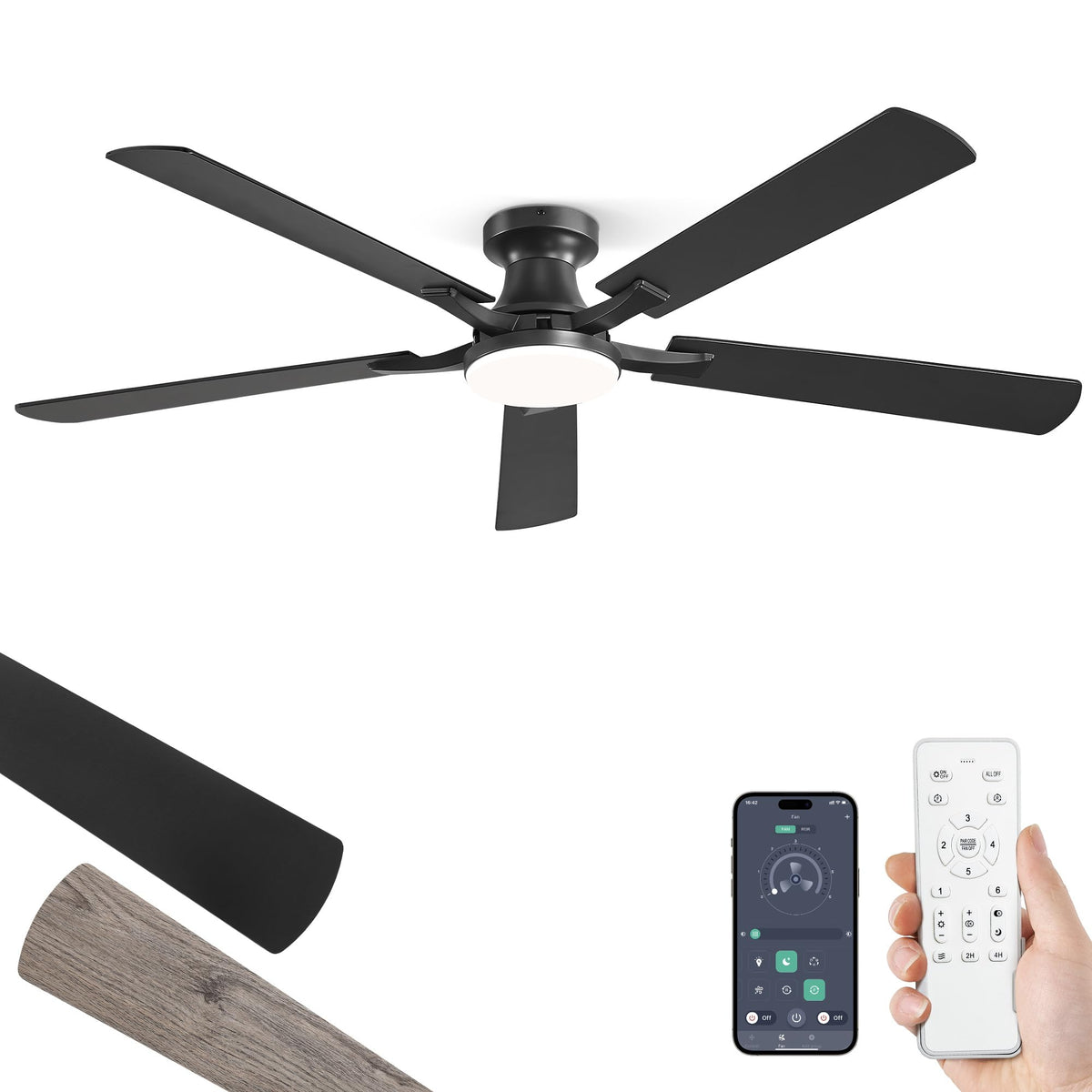 Zmishibo 60-inch ceiling fan with light for large rooms and bright output.