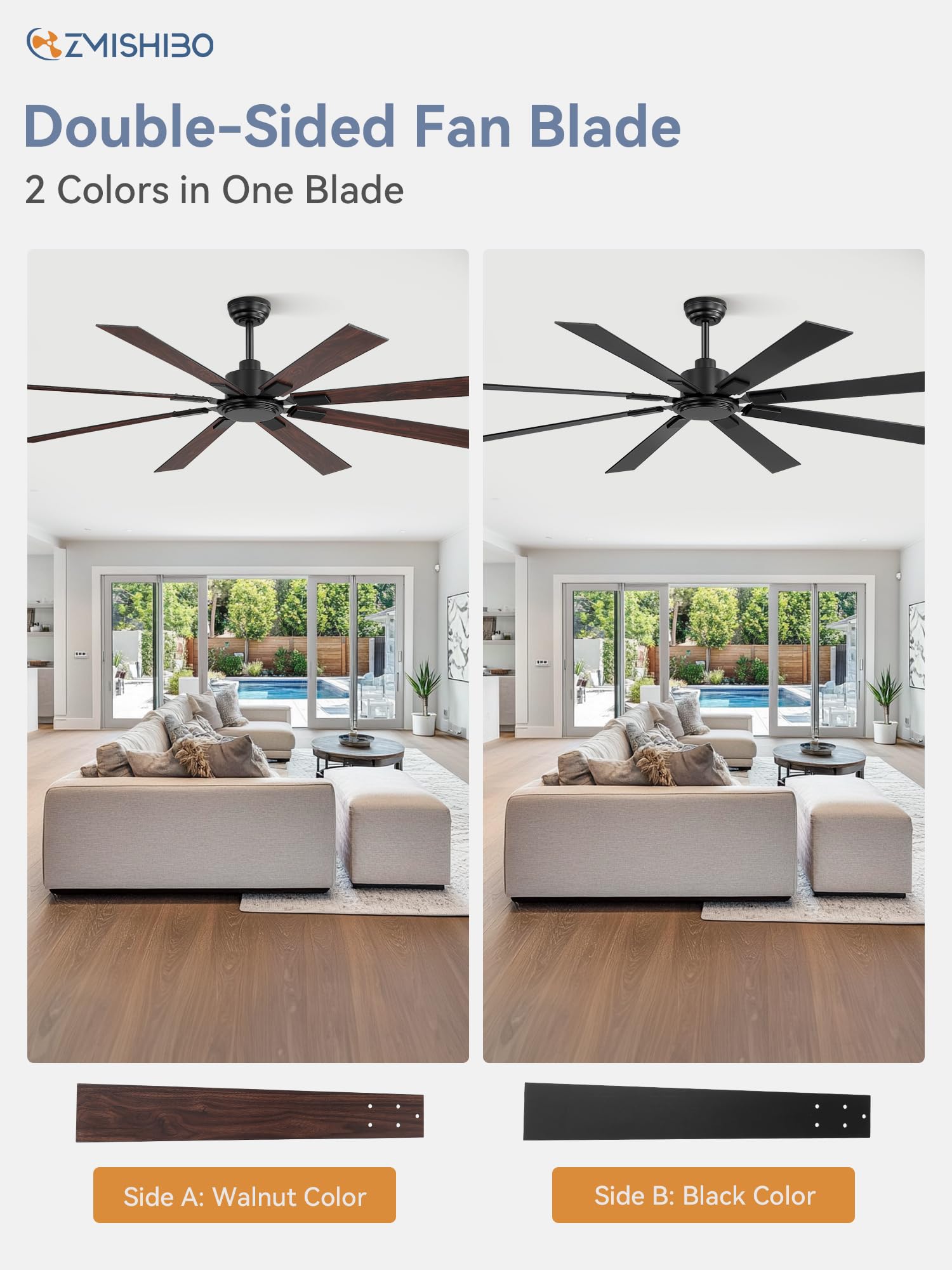 ZMISHIBO eight-blade design delivers robust airflow in large spaces