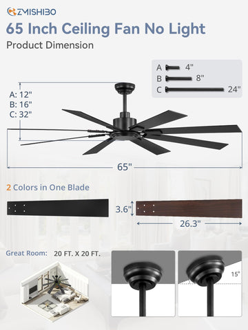 ZMISHIBO 8-blade dual-color design adds industrial and farmhouse appeal