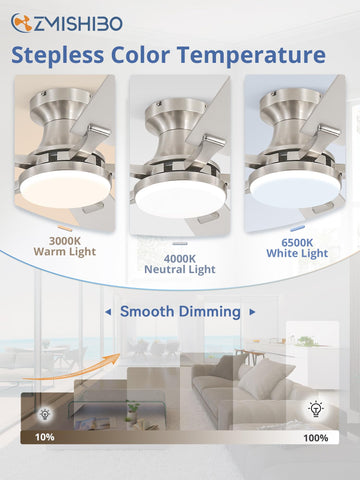 ZMISHIBO app and remote control for easy fan management.