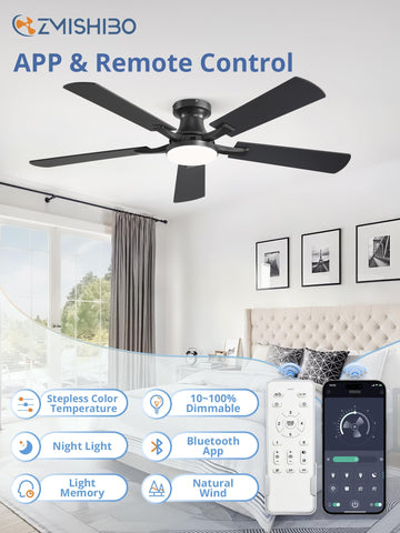 ZMISHIBO app and remote control for easy fan and light adjustments