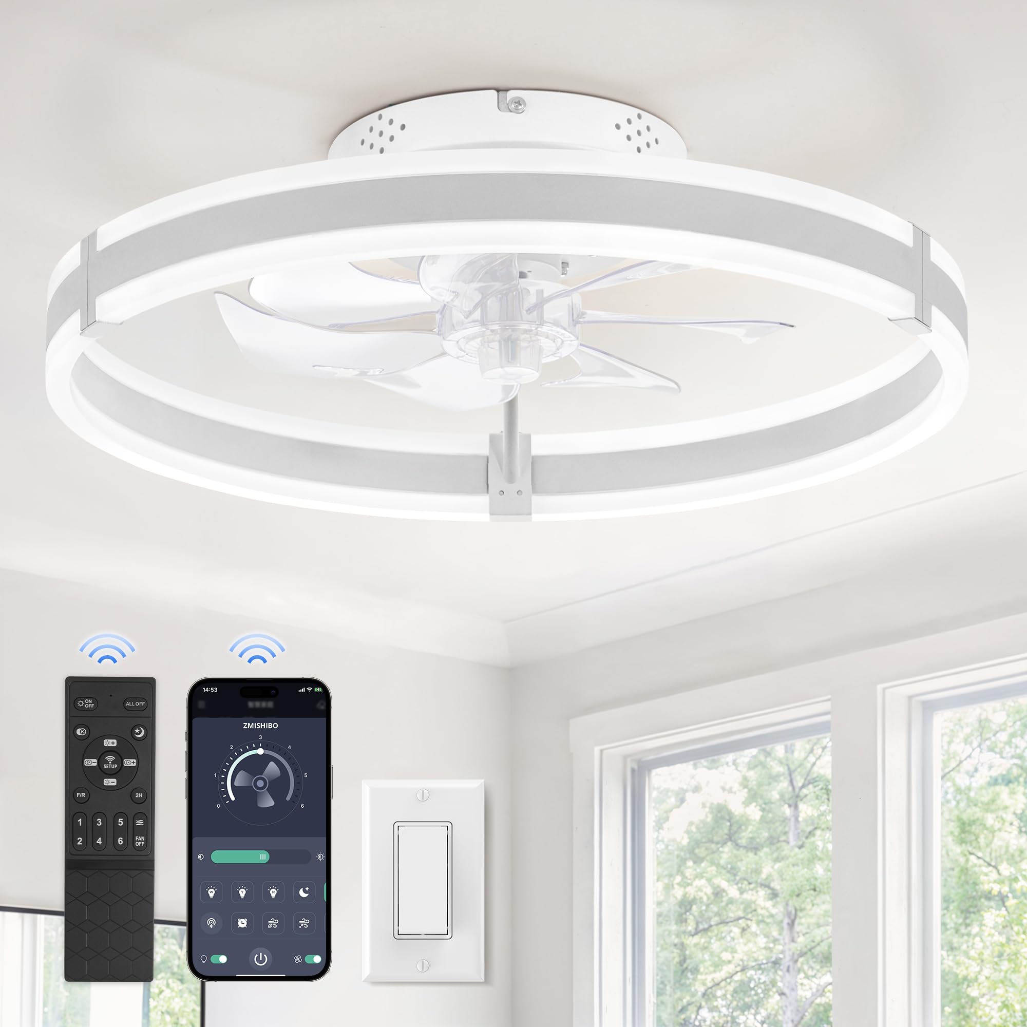 ZMISHIBO ceiling fan with remote and lights for versatile comfort