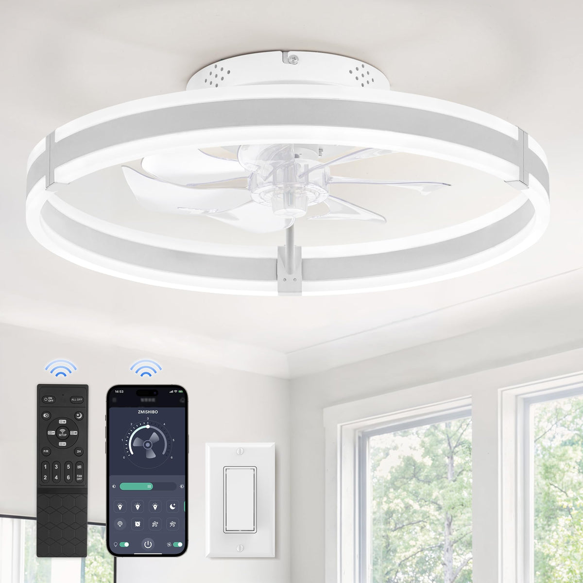 ZMISHIBO ceiling fan with remote and lights for versatile comfort