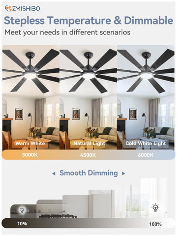 ZMISHIBO dimmable light adjusts from 3000K to 6000K for any mood.
