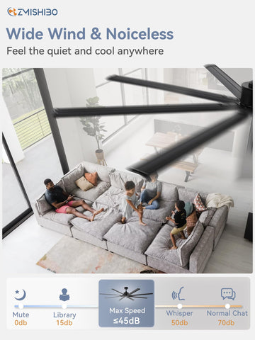 ZMISHIBO downrod 12in ensures optimal air distribution in mid-height spaces.