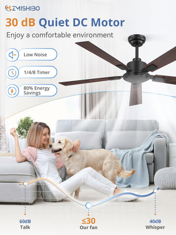 ZMISHIBO 8-inch downrod suited for high ceilings and balanced airflow