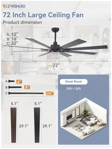 Included downrods for flexible installation on various ceiling heights.