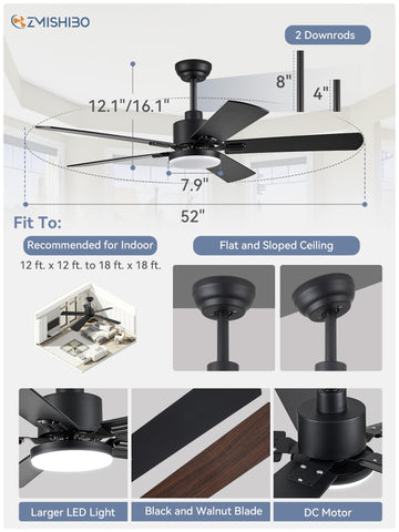 Includes 4-inch and 8-inch downrods for flexible installation