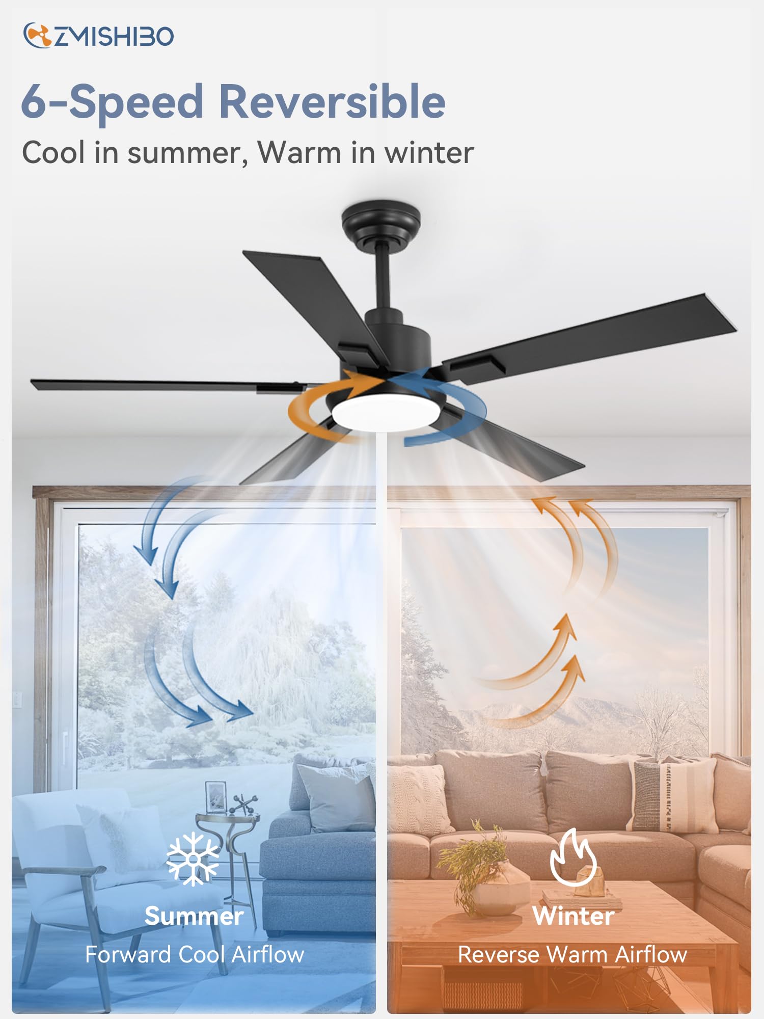 ZMISHIBO includes 5in and 8in downrods for mounting flexibility.