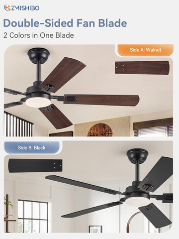 ZMISHIBO dual-finish blades in walnut and black for adaptable décor.