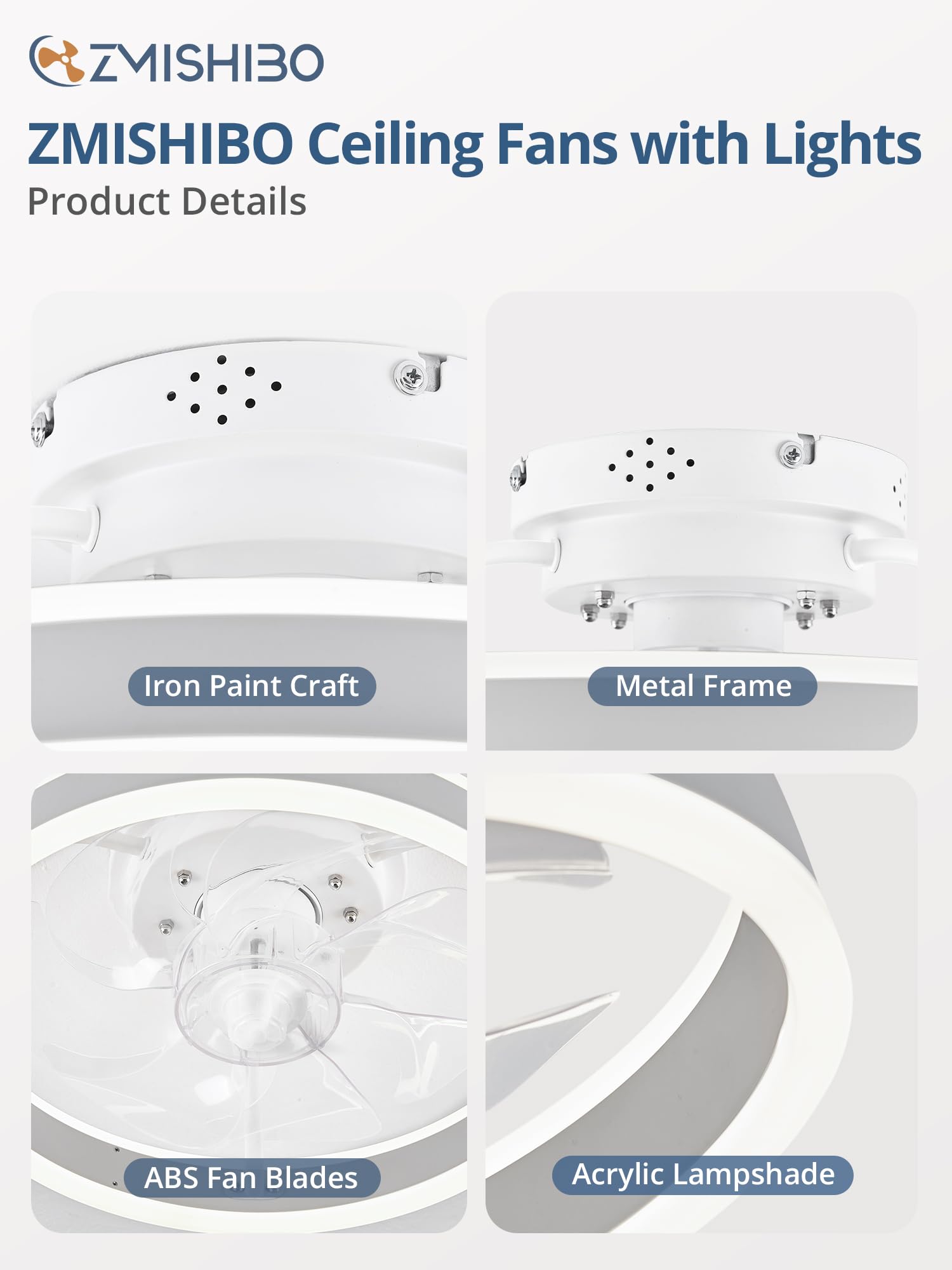 ZMISHIBO Quiet enclosed fan design keeps blades protected and safe in shared spaces.