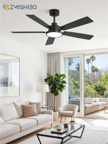 ZMISHIBO energy-efficient ceiling fan quietly circulates air in open plan spaces.