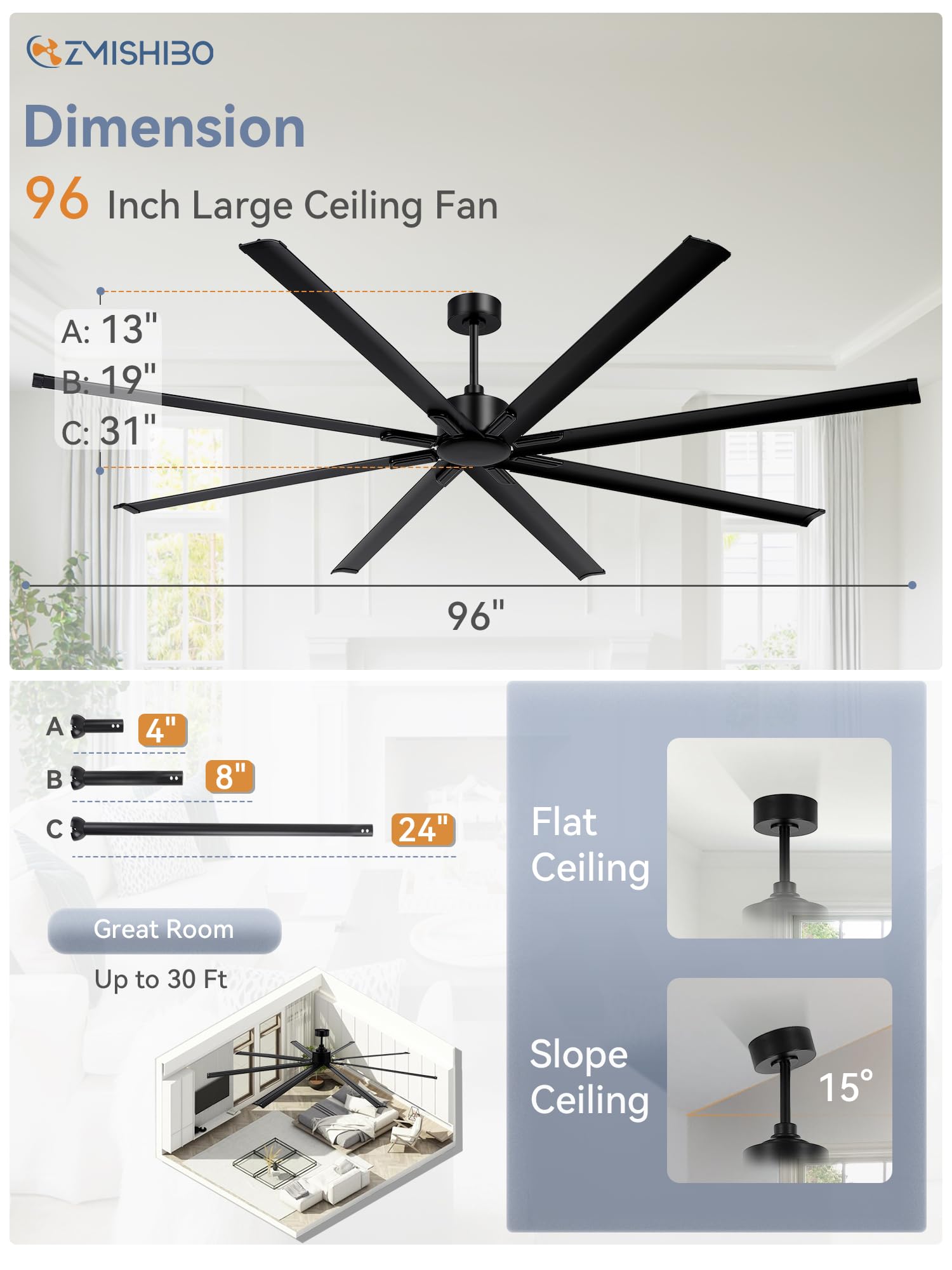 ZMISHIBO large-space installation suitable for porches, garages, and shops.