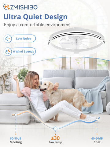 ZMISHIBO LED fandelier with 3000K-6000K dimmable warmth for any mood