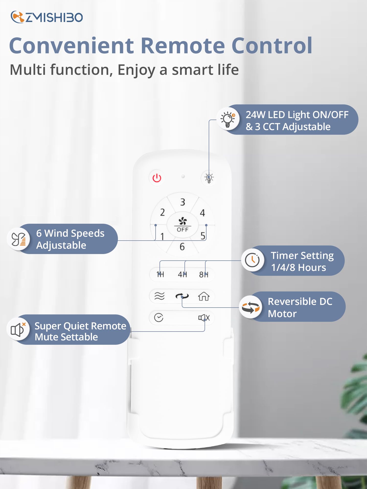 ZMISHIBO LED light with 3CCT options for customizable ambiance.