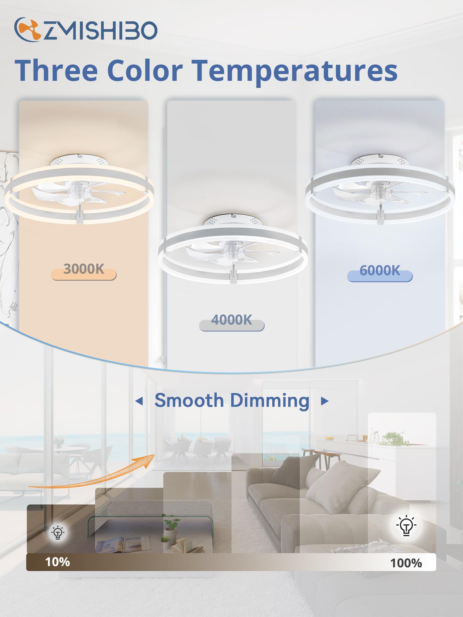 ZMISHIBO low-profile flush-mount design fits modern bedrooms quietly
